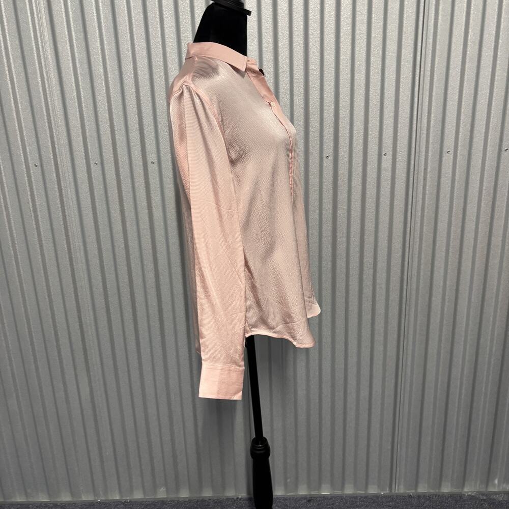 Everlane Shirt Women 6 Pink Textured Button Down Long Sleeve Relaxed Viscose NWT - Picture 5 of 13